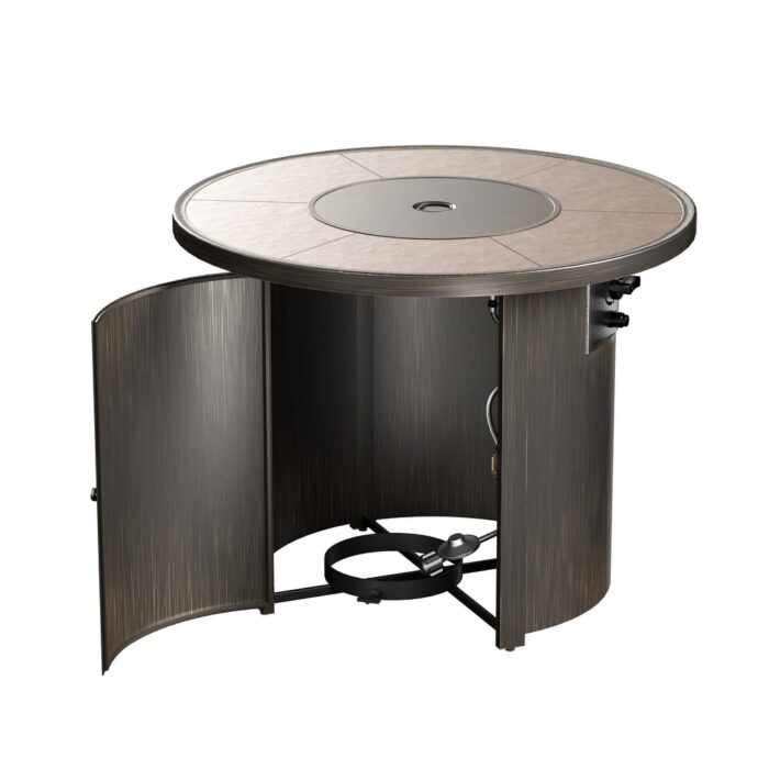 Ashland Round Steel Propane Fire Pit Table with Cover - Image 2
