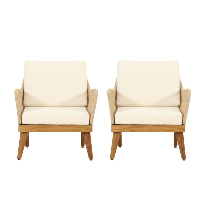 Annisa Outdoor Acacia Wood Club Chair (Set of 2) by Christopher Knight Home - Image 2