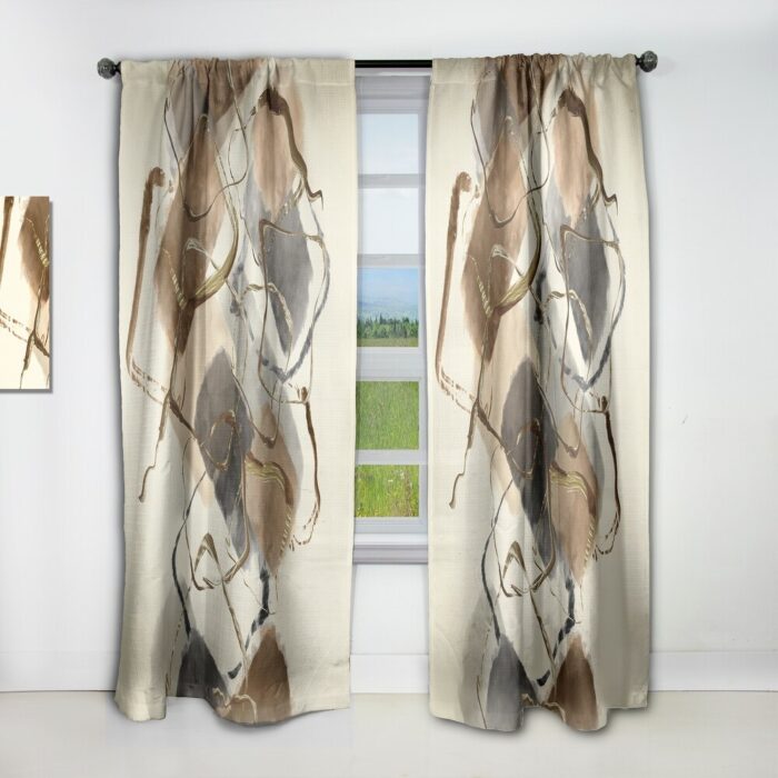 Designart 'Gold Glam Squares III' Modern Blackout Curtain Single Panel