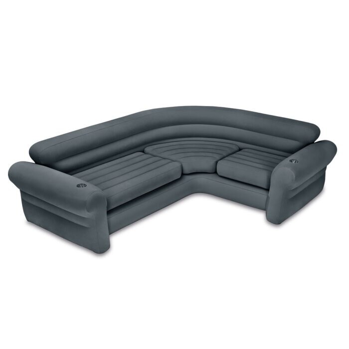 Intex Indoor Corner Sectional Couch w/ Lounge Chair & Ottoman Set (2 Pack) - 26 - Image 2