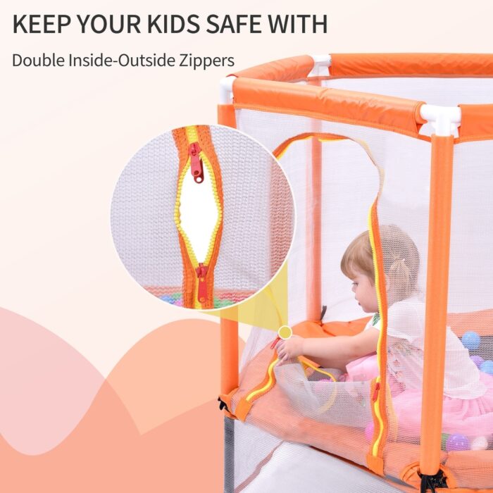 55" Toddlers Trampoline with Safety Enclosure Net and Balls - Image 2