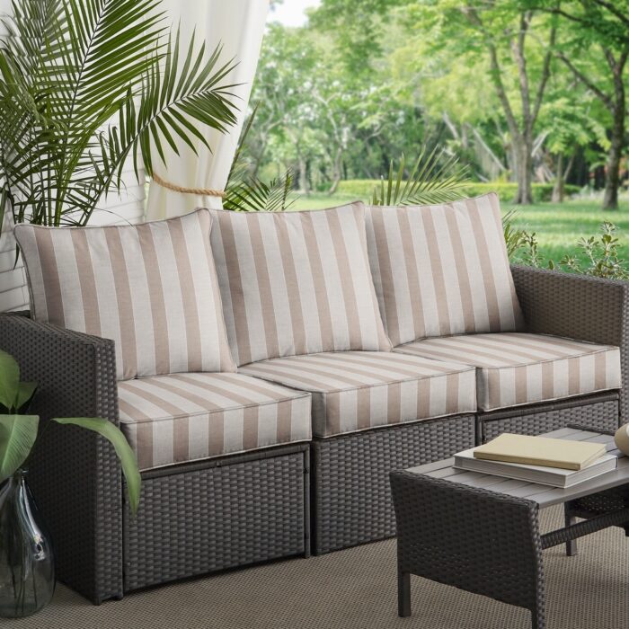 Sunbrella Rangfe Dune Indoor/ Outdoor Sofa Cushion Set, (Set of 6)