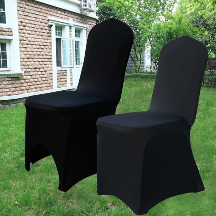 50 PCS Universal Black Chair Covers Stretch Spandex for Wedding Party - 50cmX50cmX100cm