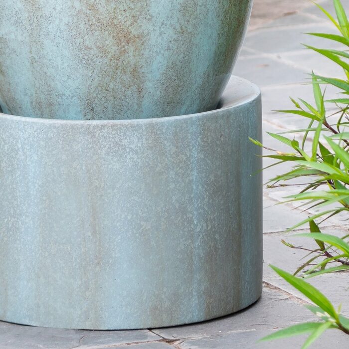 Heavy Outdoor Cement Fountain Antique Blue - Image 2