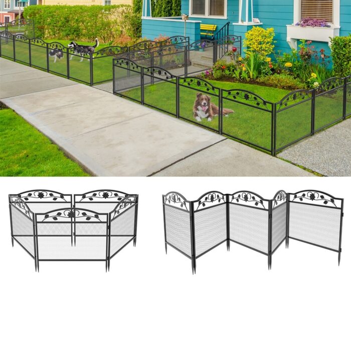 Folding Decorative Garden Fence Arch Metal Landscape Set of 5 - Image 2