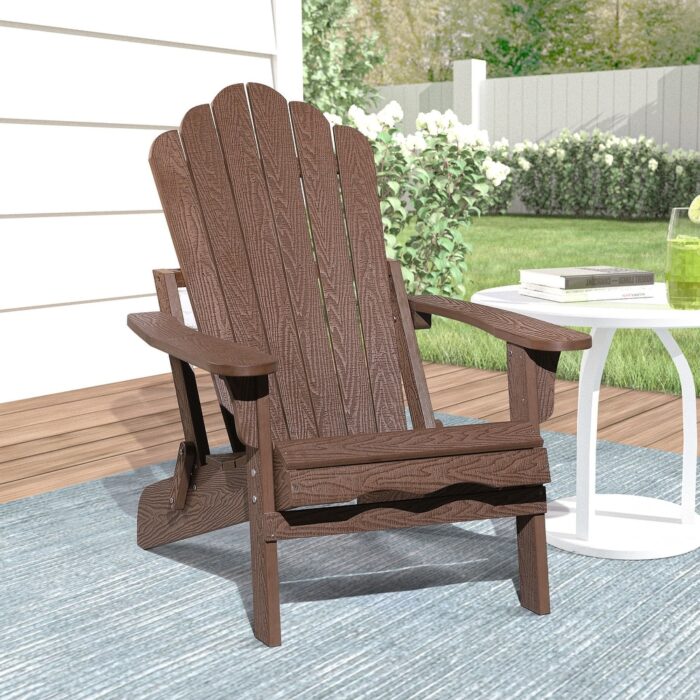 Haven Folding Poly Resin Plastic Adirondack Chair - Image 2