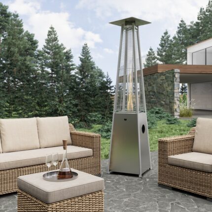 40000-BTU Silver Steel Floorstanding Gas Propane Patio Heater - Image 2
