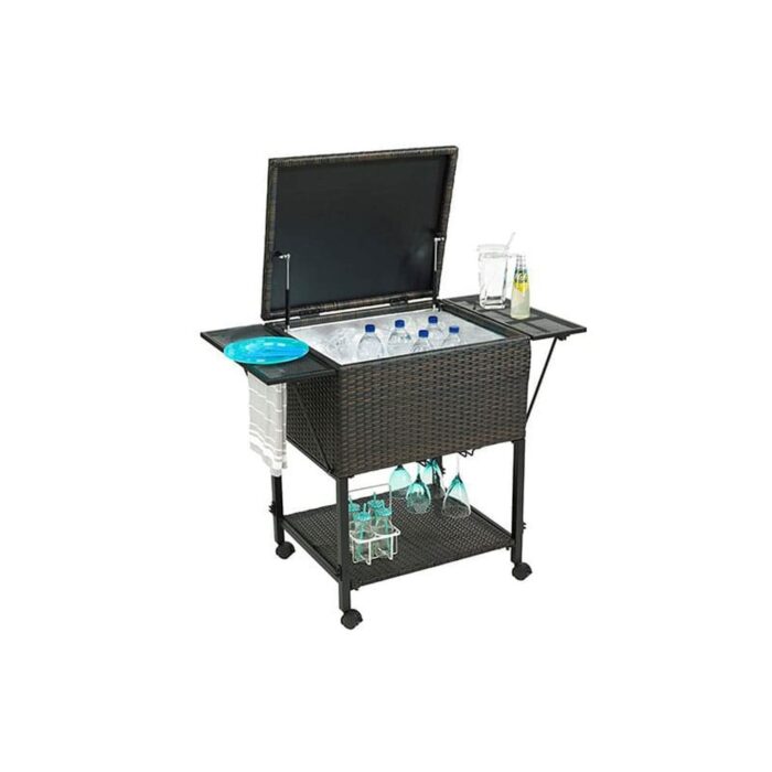 Gazebo Penguin Outdoor Terrace Synthetic Rattan Wheeled Cooler Cart