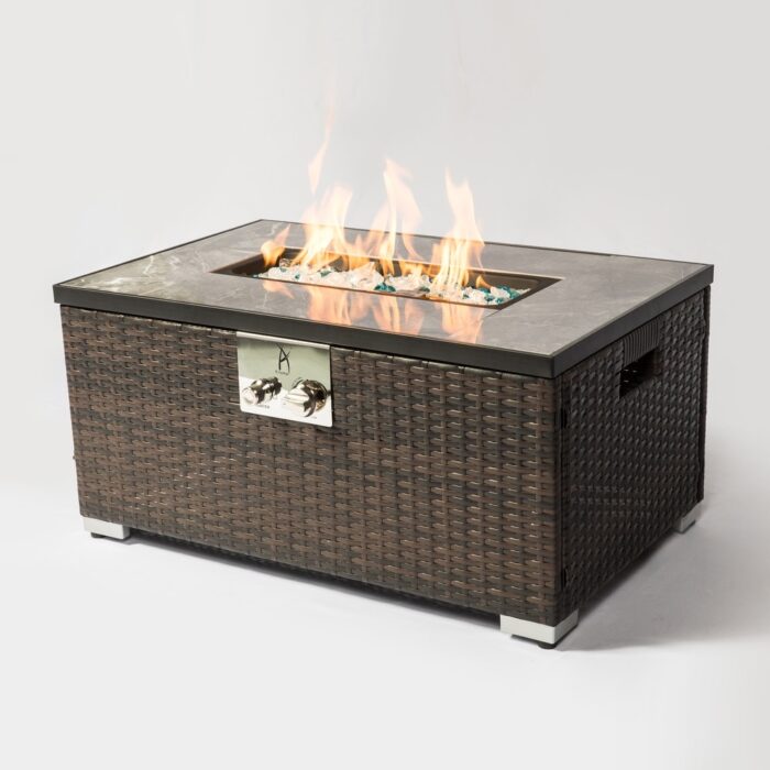 Outdoor Rattan 40,000BTU Propane Gas Fire Pit Table