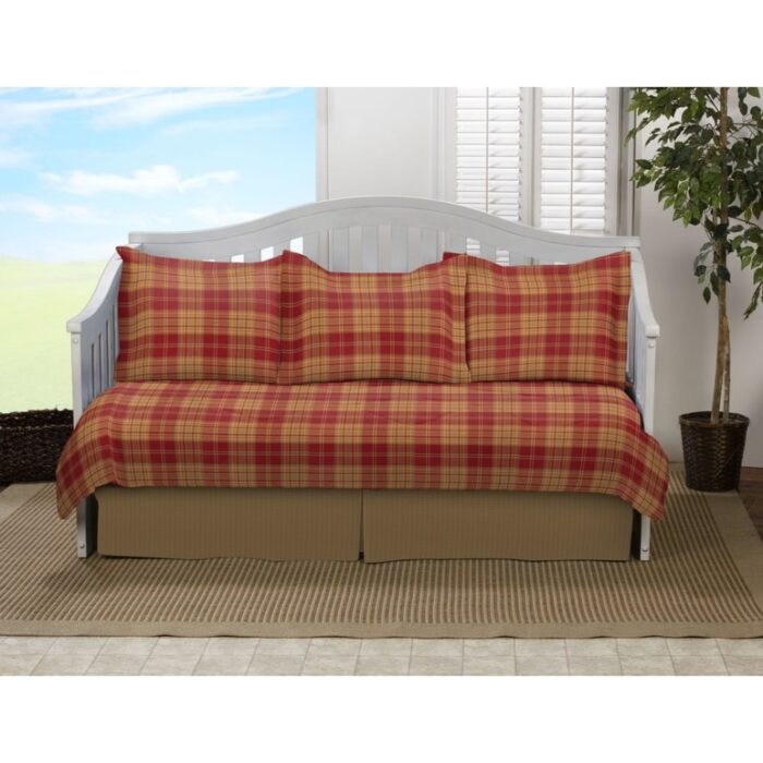 Glasgow red and yellow plaid daybed set - Image 2