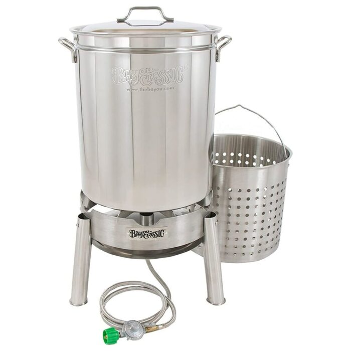 Bayou Classic KDS-160 60 Quart Stainless Boil Steamer Cooker and Basket Kit - 20
