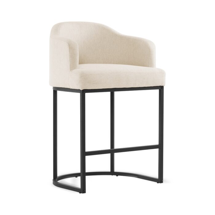 LUE BONA 26 in. Counter Height Fabric Upholstered Low Back Bar Stool Modern Kitchen Island Stool with Black Metal Frame - Image 2