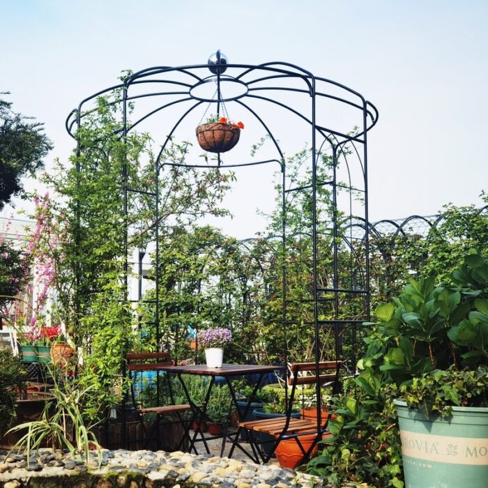 Black Outdoor Metal Garden Arch Arbors Gazebo Birdcage Shape Pergola Pavilion for Wedding Ceremony - Image 2