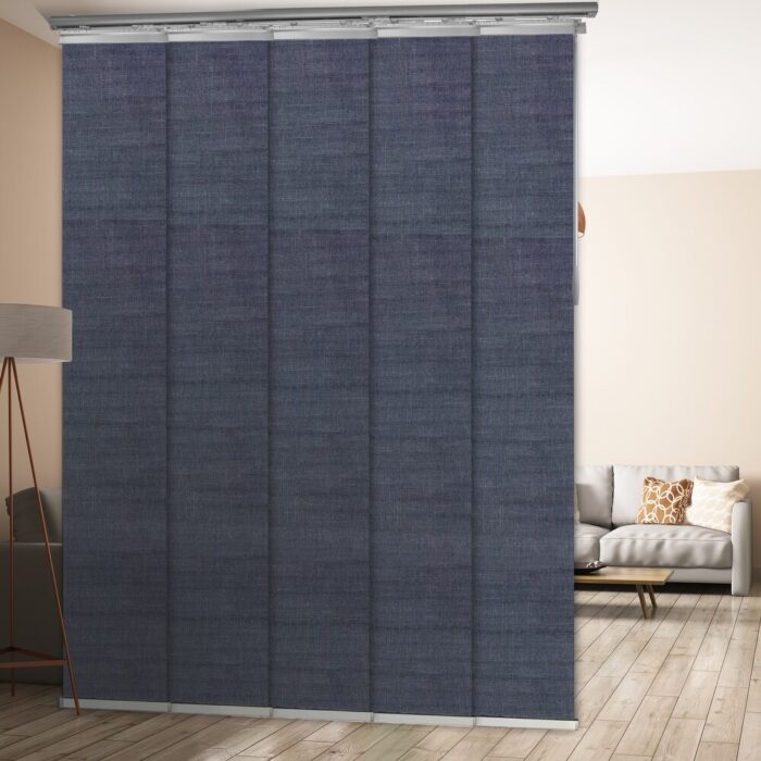 InStyleDesign Prussian Blue 5-Panel Single Rail Panel Track / Room Divider / Blinds 40"-70"W x 91.4"H, Panel width 15.75"
