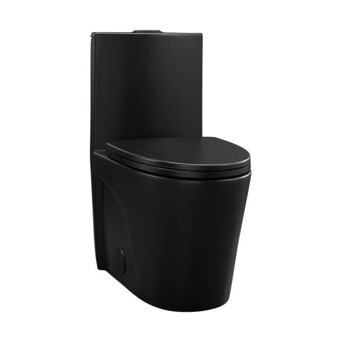 St. Tropez One Piece Elongated Toilet Dual Vortex Flush In Matte Black, Black Hardware 1.1/1.6 Gpf - 27" x 15.15" 31.2"