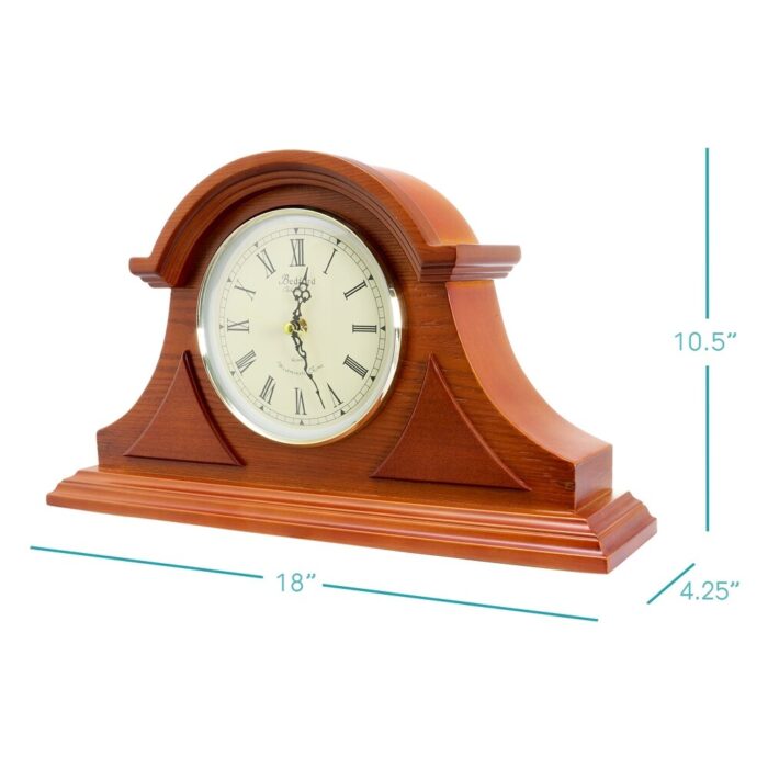 Bedford Clock Collection Decorative Mantel Clock with Chimes in Cherry - Image 2