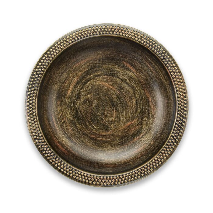 18" Beaded Copper Birdbath Basin in Aged Brass Finish