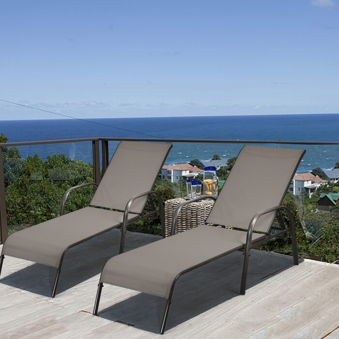 Outdoor Adjustable Reclining Patio Chaise Lounge Chair - Image 2
