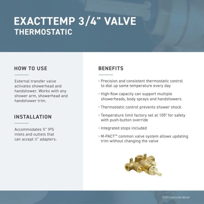 Moen Align Single Function Thermostatic Valve Trim Only - Less Rough - Image 2