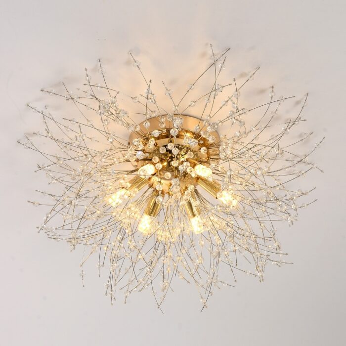 Crystal Flush Mount Ceiling Light Modern Sputnik Firework Close to Ceiling Lamp