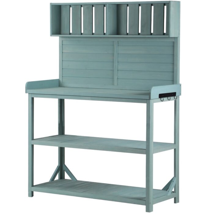 Wooden Farmhouse Rustic Outdoor Potting Bench Table - Image 2
