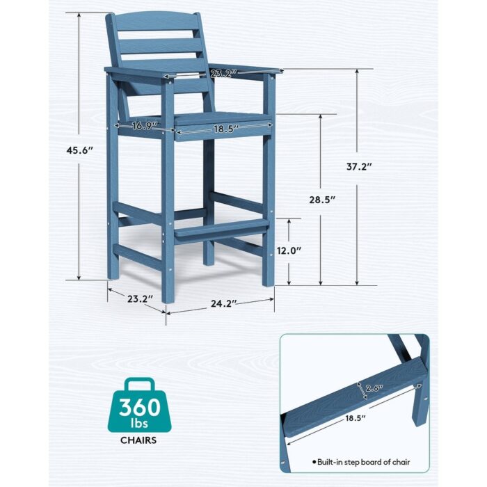 Plastic Tall adirondack Chair Set Of 2-Piece - Image 2