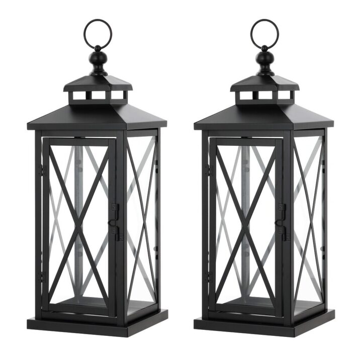 SAFAVIEH Lighting Lirio Outdoor Lantern - 7" W x 7" D x 21" H - Image 2