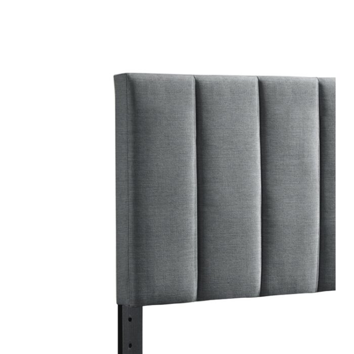 Sierra Beige or Grey Upholstered Channel Stitch Adjustable Queen Headboard - Image 2