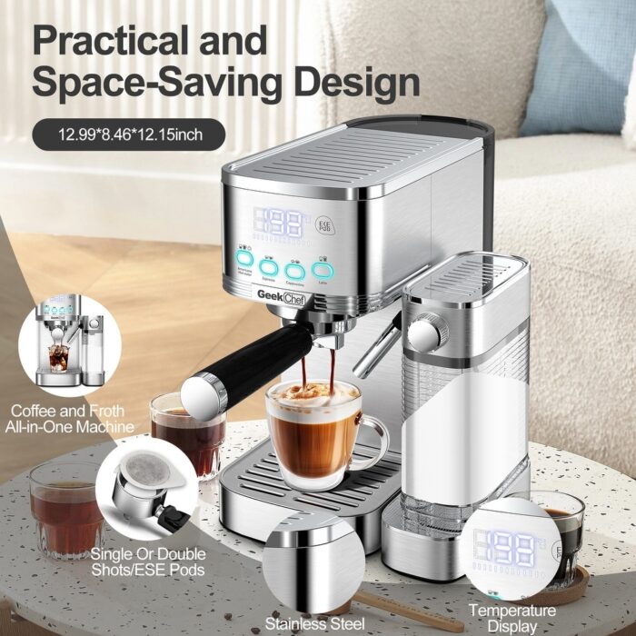 Stainless Steel 20-Bar Espresso Maker - Image 2