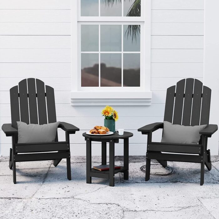 WINSOON 3-Piece All Weather HIPS Outdoor Folding Adirondack Chairs and Table Set - Image 2