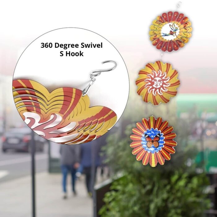 Set of 3 Decoration Pattern Home Decorative Hanging Wind Spinner - Image 2