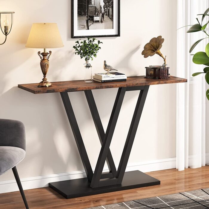 Console Sofa Table, Industrial Entryway Table for Hallway