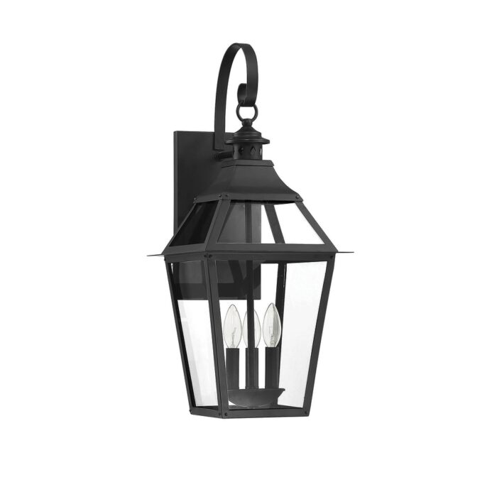 Jackson 3-Light Outdoor Wall Lantern in Matte Black with Gold Highlights - Image 2
