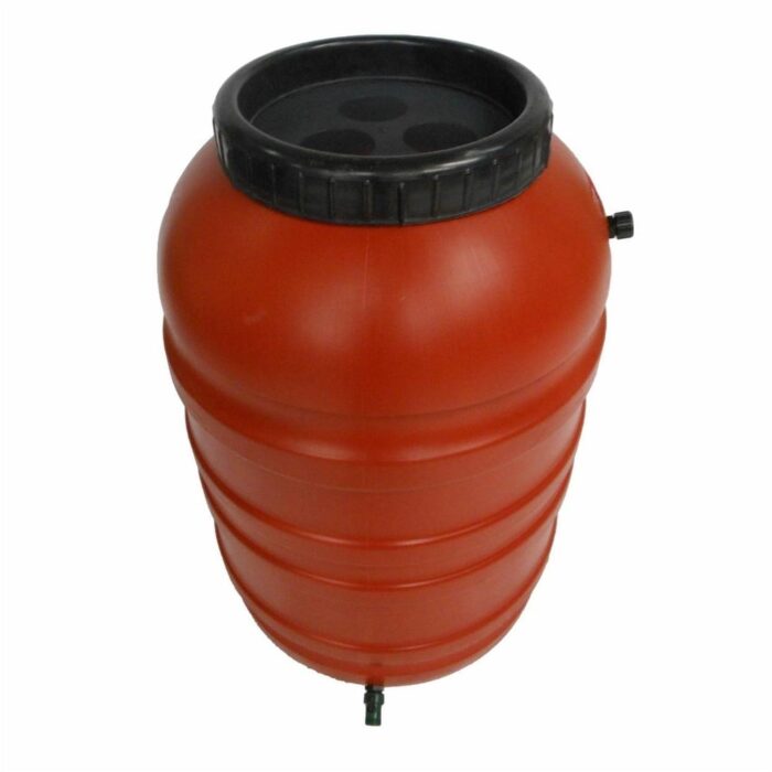 Terra Cotta Red HDPE Plastic 55-Gallon Rain Barrel with Spigot - 38'' H x 22'' W x 22'' D