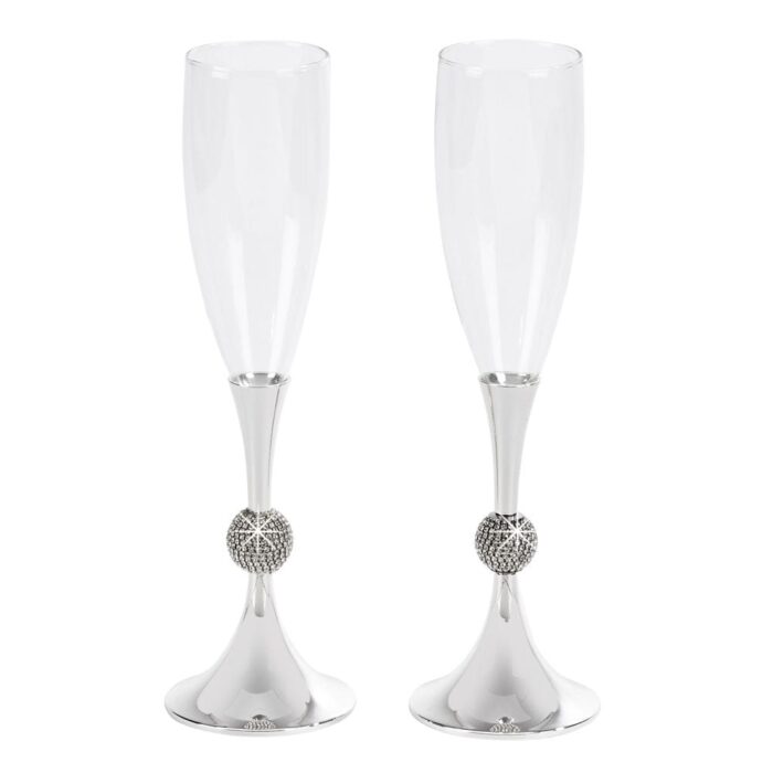 Crystal Ball Toasting Flutes, Np 9.875" H - 9.875" H