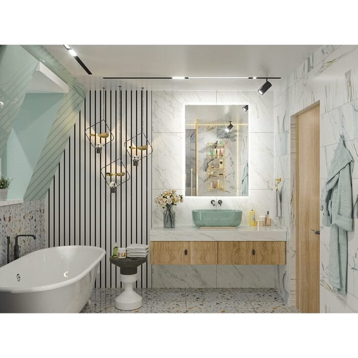 Keonjinn LED Backlit Bathroom Vanity Mirror Anti-Fog Dimmable Lighted CRI90 High Definition(Horizontally/Vertically) - Image 2