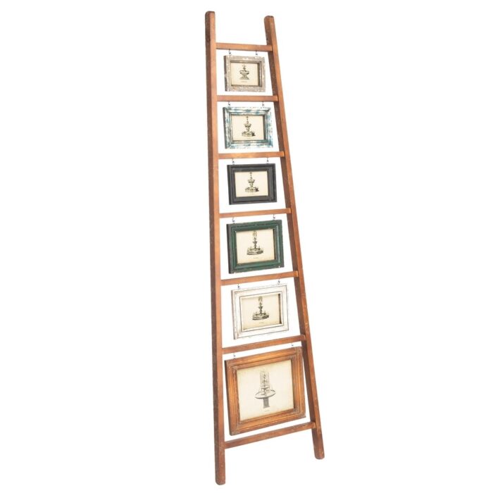 Decorative Wood Ladder with 6 Hanging Photo Frames - Image 2