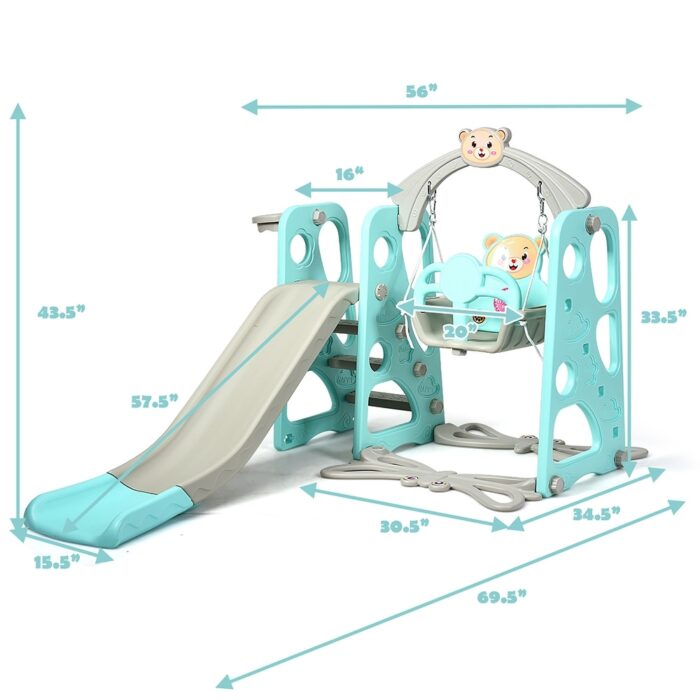 4 in 1 Toddler Climber and Swing Set Kids Play Climber Slide Playset - Image 2