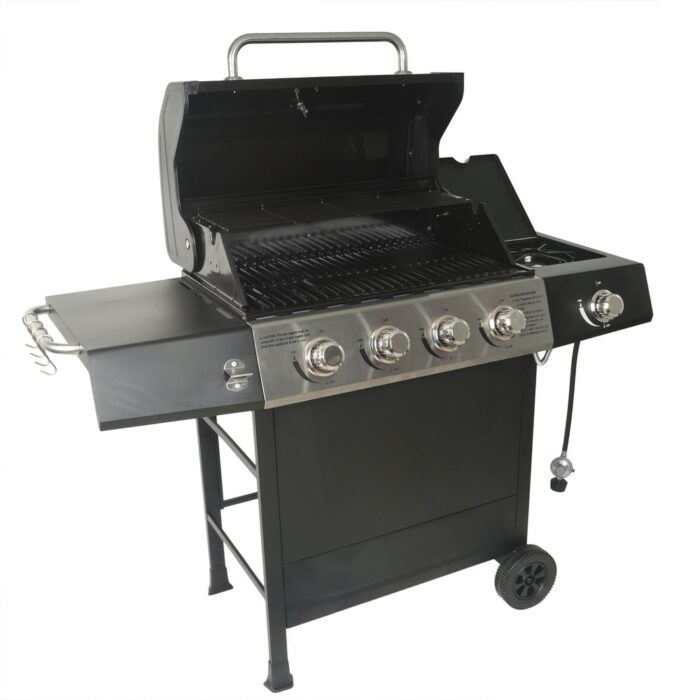 Grill Boss 4-Burner Gas Grill with Side Burner, Cover, Shelves, & Bottle Opener - 61.73