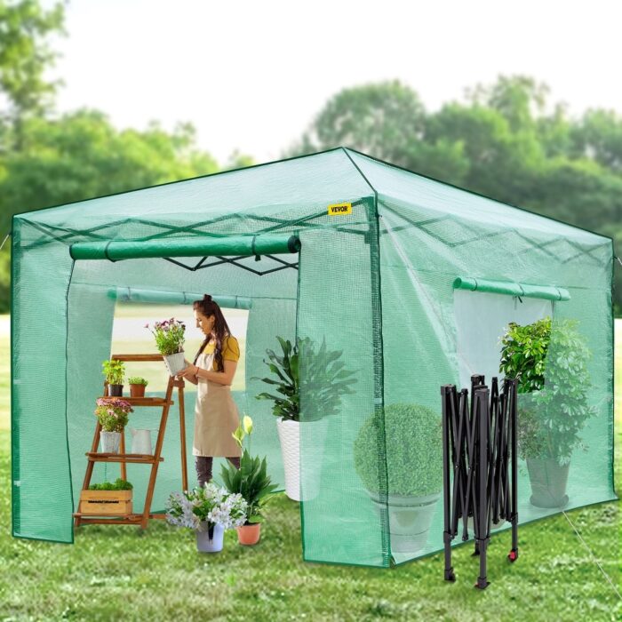 VEVOR Pop-Up Greenhouse Portable Greenhouse with Doors & Windows Set Up in Minutes