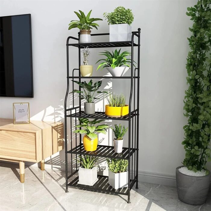 Plant Stand Scrollwork Design Indoor and Outdoor Flower Rack, Home Storage Organizer Shelf (5 Tier)