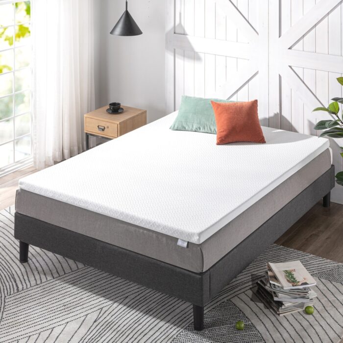 Priage by ZINUS 2 Inch Ultra Cooling Gel Memory Foam Mattress Topper with Cooling Cover - White