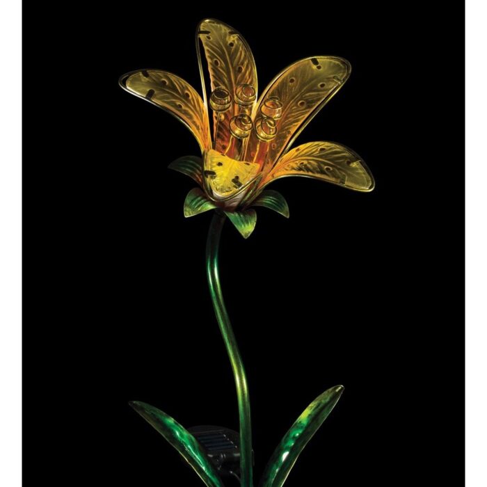 Set of 2 Yellow Solar Tiger Lily Stakes - Image 2