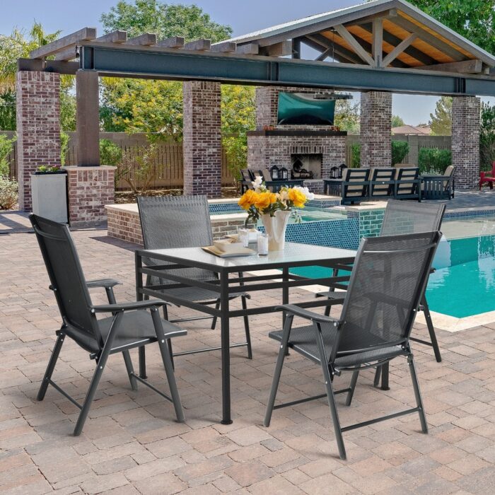 Aoodor Folding Patio Chairs - Set of 4, Ideal for Patio and Outdoor Use