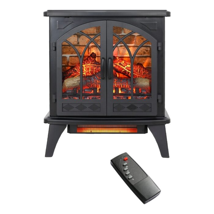 Classical Free-Standing 3D Infrared Electric Stove Heater with Remote Control - Image 2