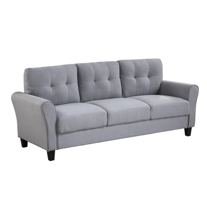 Modern Living Room Sofa Linen Upholstered Couch Furniture for Home or Office ,Light Grey*Blue