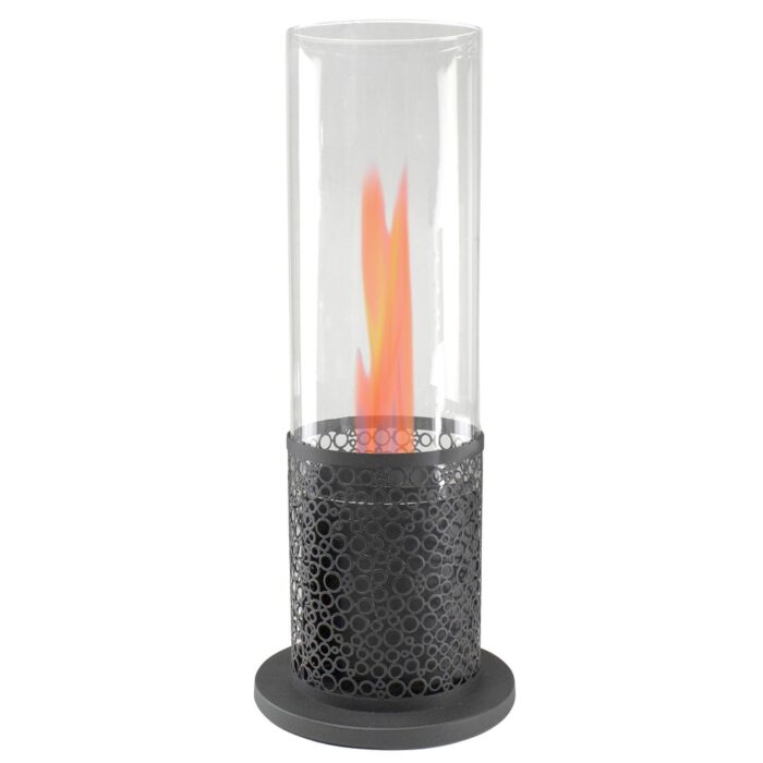 19.75" Bio Ethanol Round Portable Tabletop Fireplace with Black Base