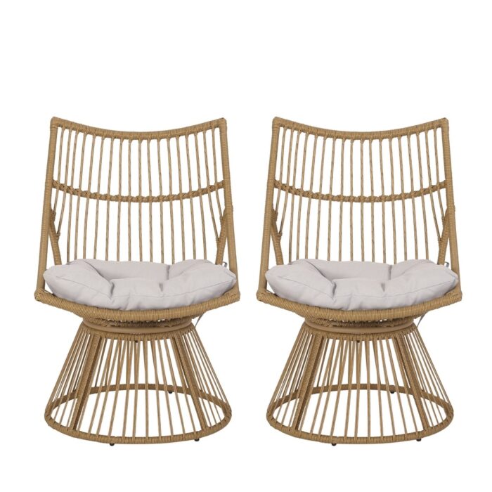 Caryl Outdoor Wicker High Back Lounge Chair (Set of 2) by Christopher Knight Home - Image 2