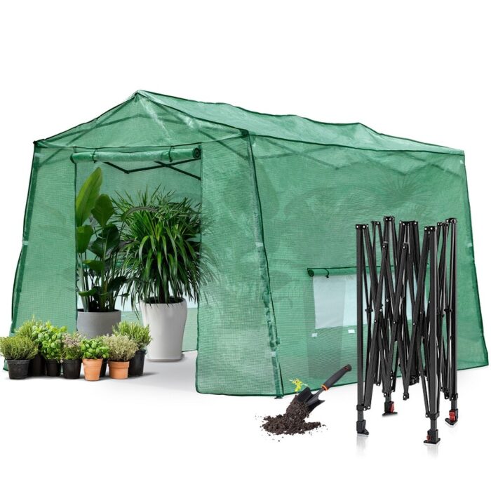 Cozywor Outdoor Green Pop-up Walk-in Greenhouse - Image 2