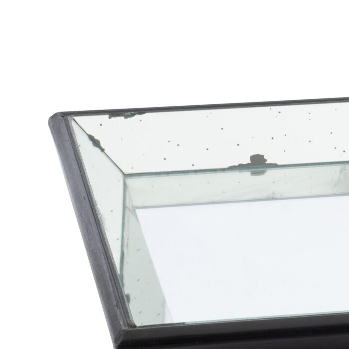 24 Inch Square Decorative Tray with Mirrored Surface, Modern Style, Black - Image 2
